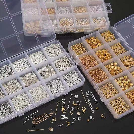 15-Grid DIY Jewelry Findings Kit – Open & Closed Jump Rings for Earrings, Bracelets & Necklaces Making