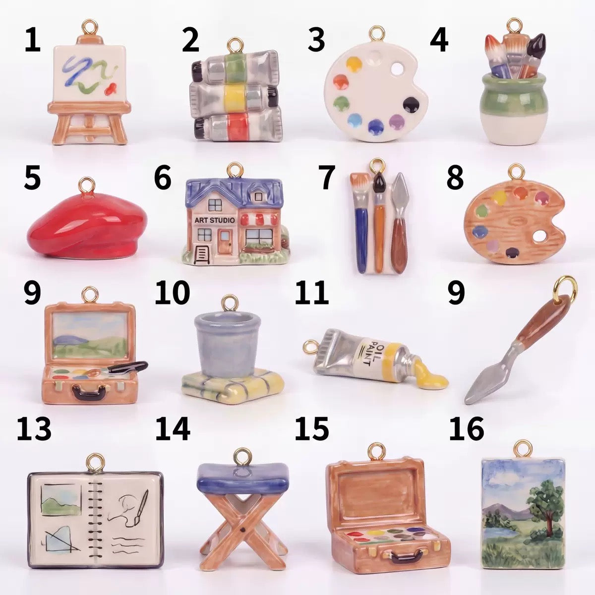 Pre-order Complete 16 Pieces Craft Kit | 18K Vacuum Furnace Plated House Pendants for DIY Necklaces, Art Board & Pigment School Art Supplies
