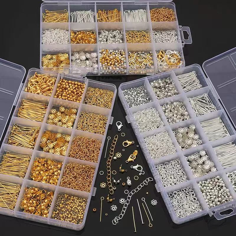 15-Grid DIY Jewelry Findings Kit – Open & Closed Jump Rings for Earrings, Bracelets & Necklaces Making