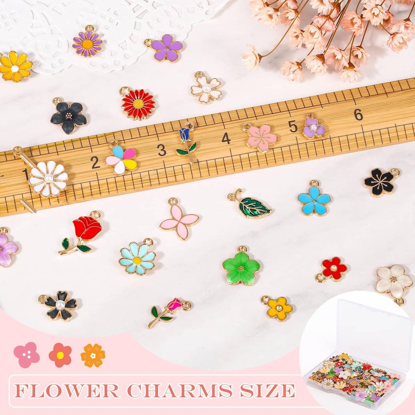 Mixed DIY Enamel Flower Charms, Sunflower Alloy Pendants for Bracelet Necklace Making