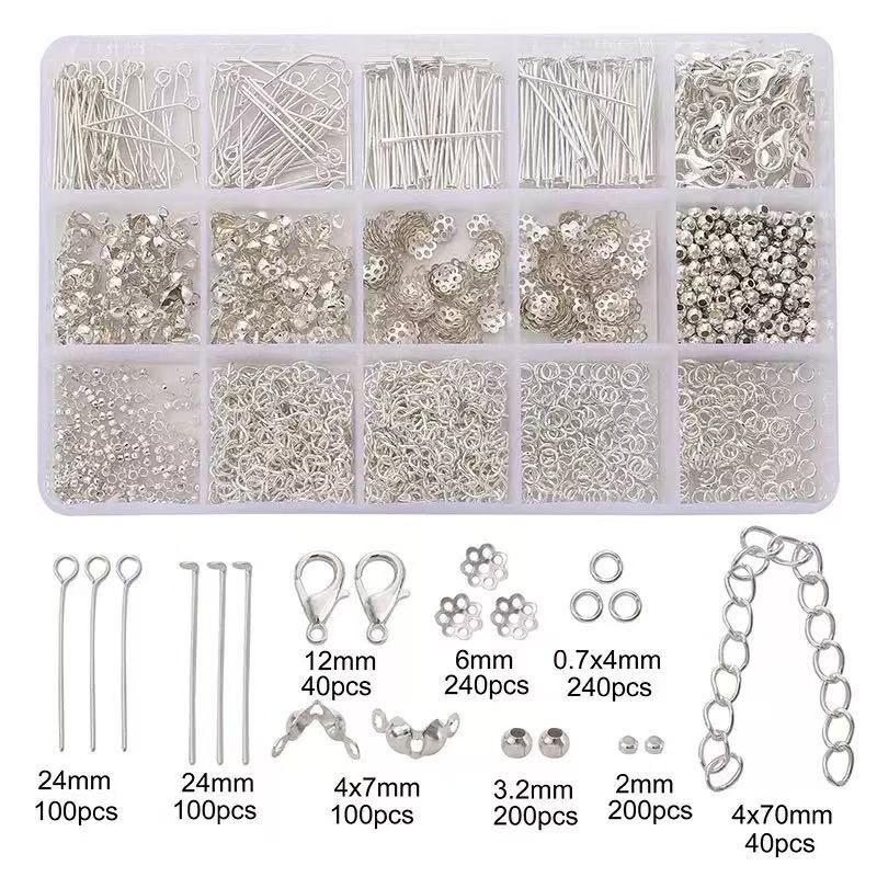 15-Grid DIY Jewelry Findings Kit – Open & Closed Jump Rings for Earrings, Bracelets & Necklaces Making