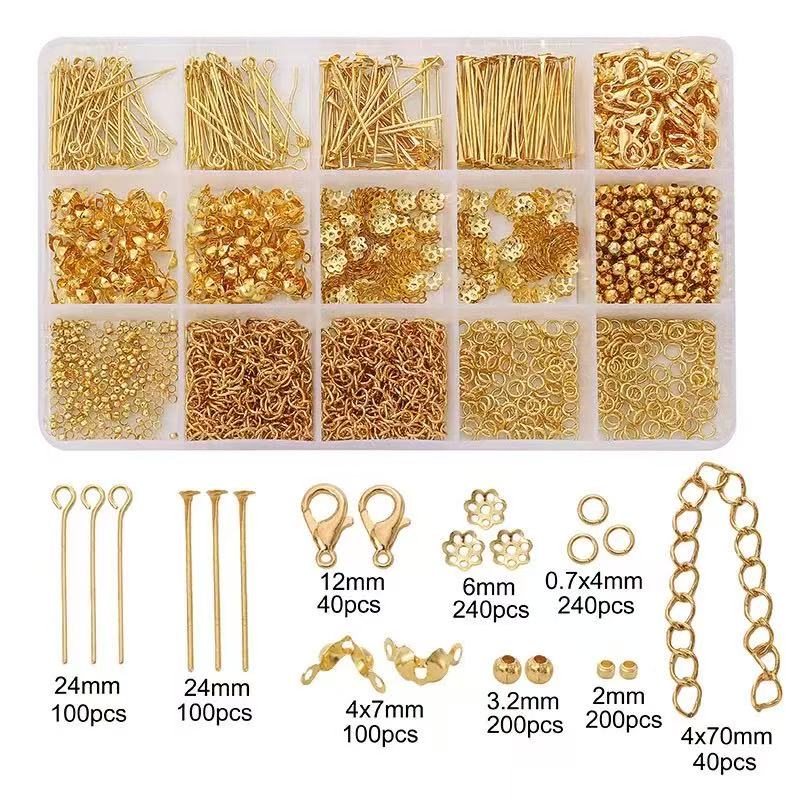 15-Grid DIY Jewelry Findings Kit – Open & Closed Jump Rings for Earrings, Bracelets & Necklaces Making