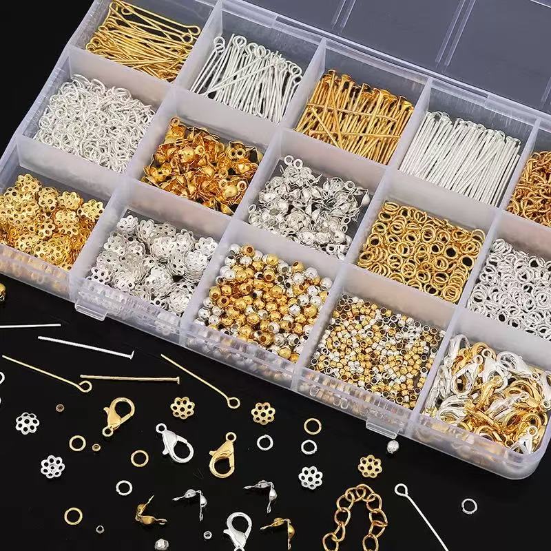 15-Grid DIY Jewelry Findings Kit – Open & Closed Jump Rings for Earrings, Bracelets & Necklaces Making