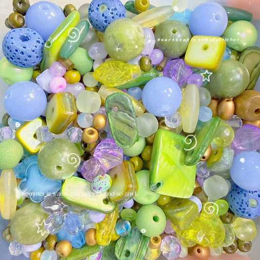 AA21_ Lime Sky Lavender Crystal Seed Bead Mix