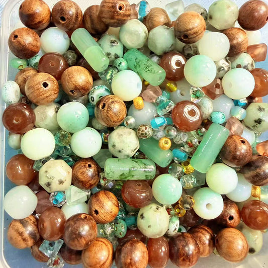 AA20_ Forest Timber Jade Seed Bead Mix